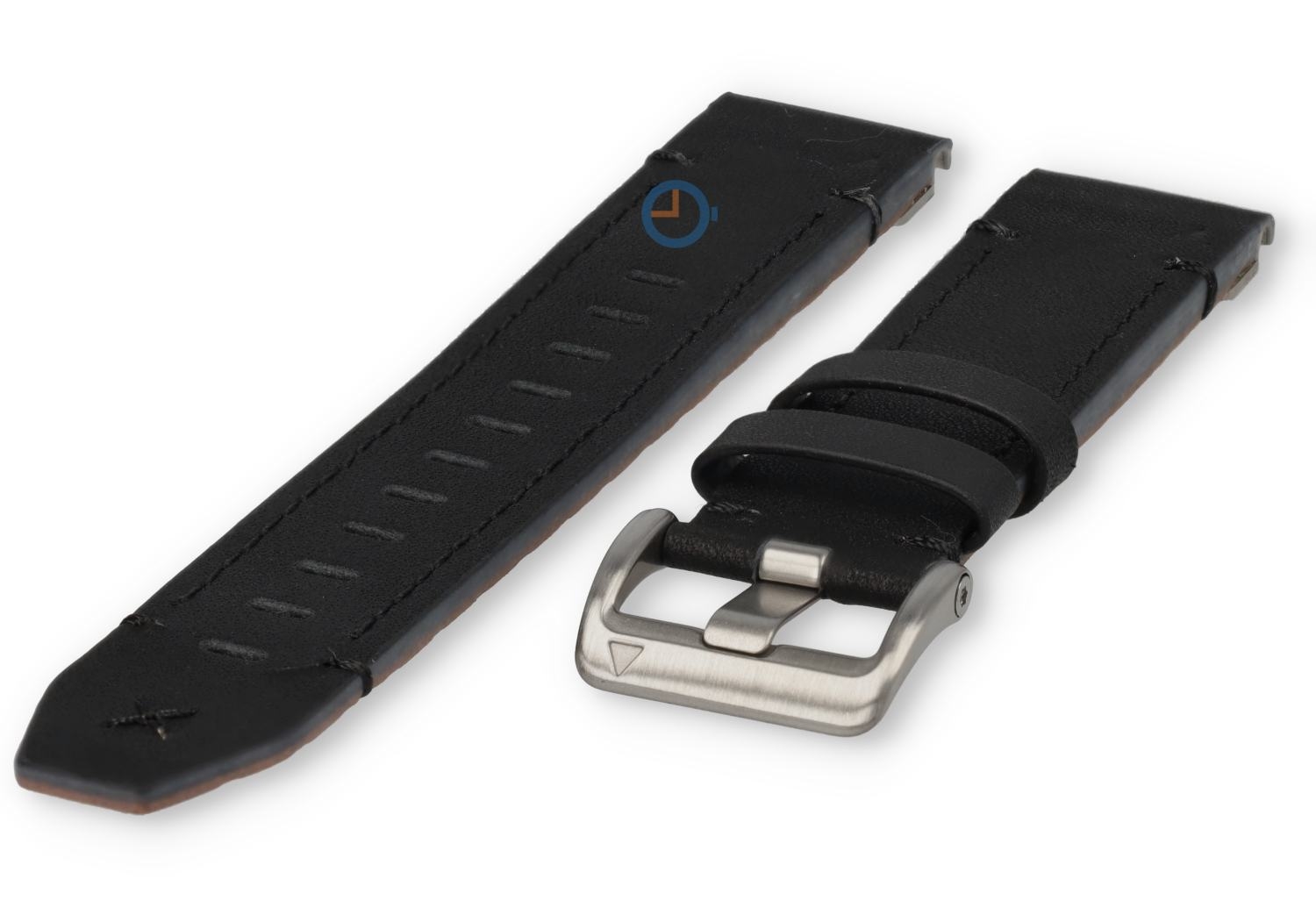 Premium leren bandje voor Garmin Approach S70 - zwart/zilver
