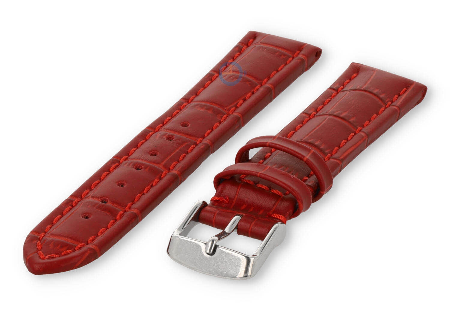 Krachtige horlogeband van kalfsleer - 20mm - rood