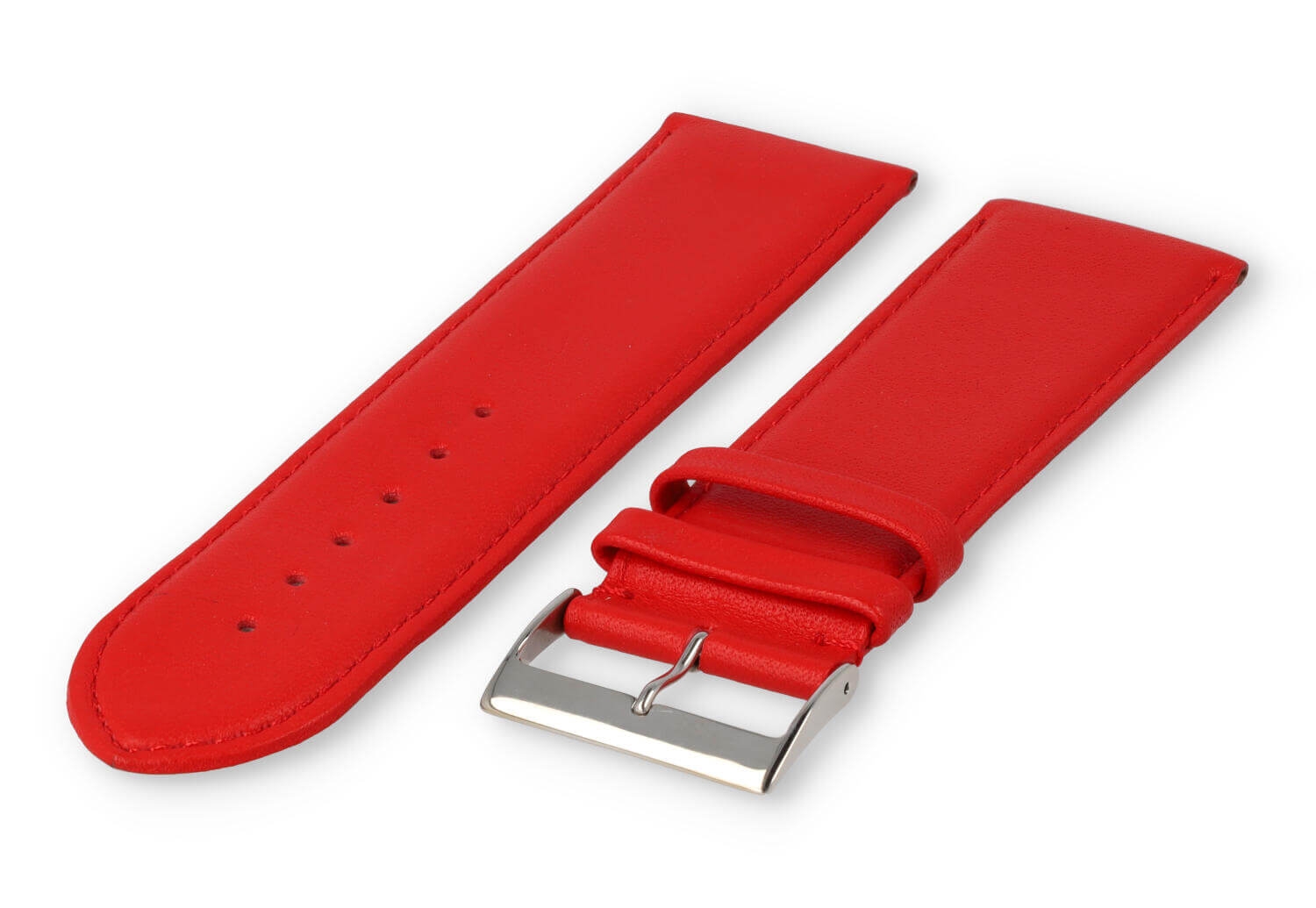 XL horlogeband glad leer - 28mm - felrood