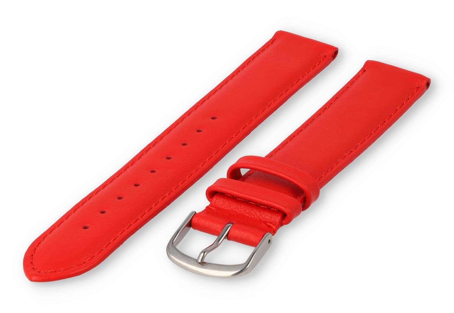 XL horlogeband glad leer - 18mm - felrood