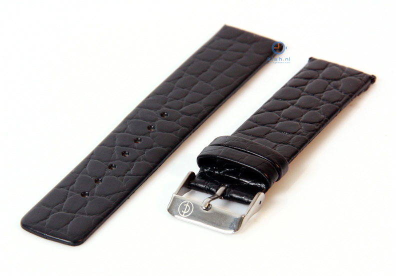 Horlogeband 22mm zwart leer croco