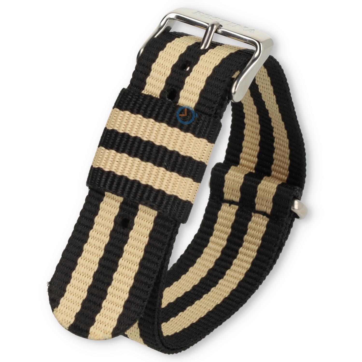 21mm nylon horlogeband - zwart/beige