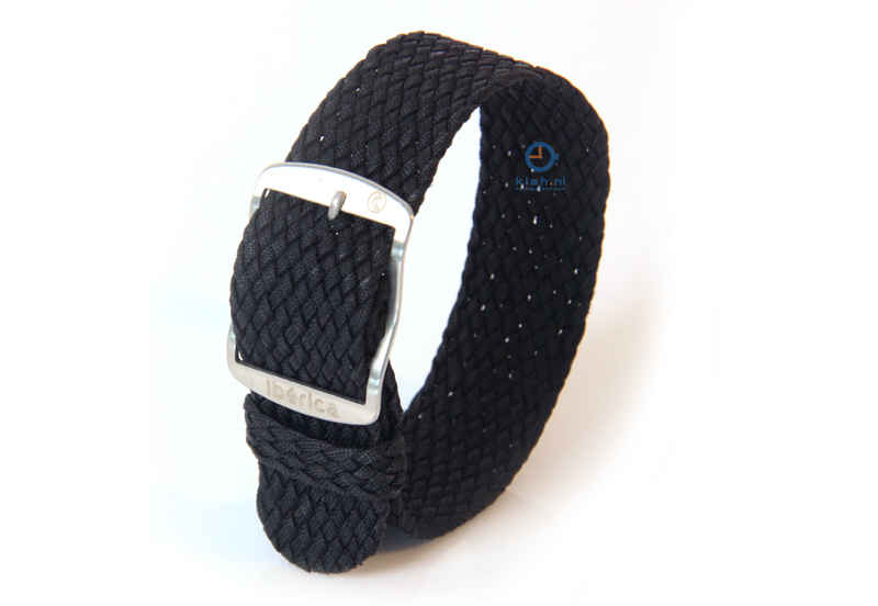Horlogeband 22mm perlon zwart
