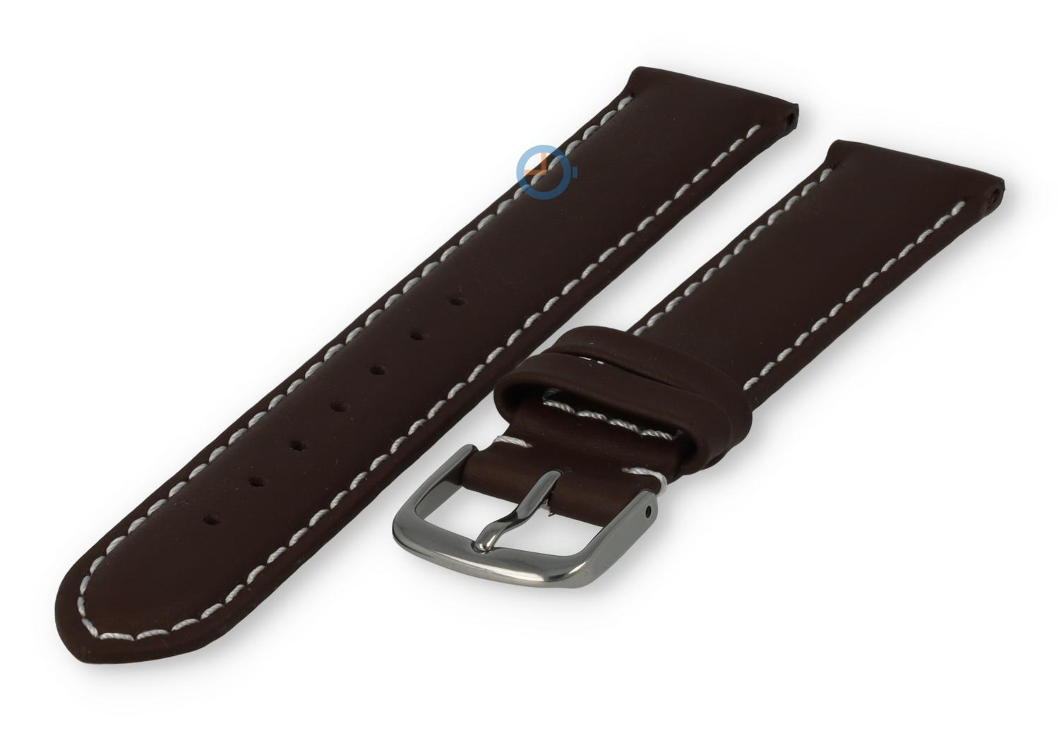Oneven maat horlogeband leer - 17mm - donkerbruin