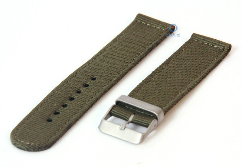 Horlogeband 24mm legergroen nylon