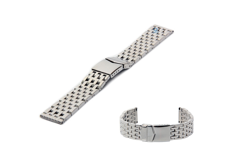 Horlogeband 20mm glans zilver