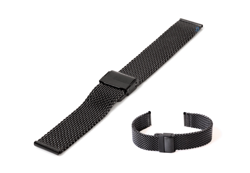 Milanese horlogeband 20mm zwart (grof)
