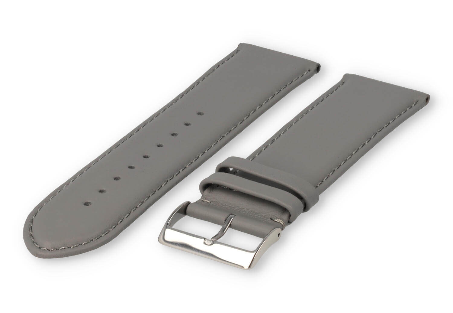 XL horlogeband glad leer - 28mm - lichtgrijs