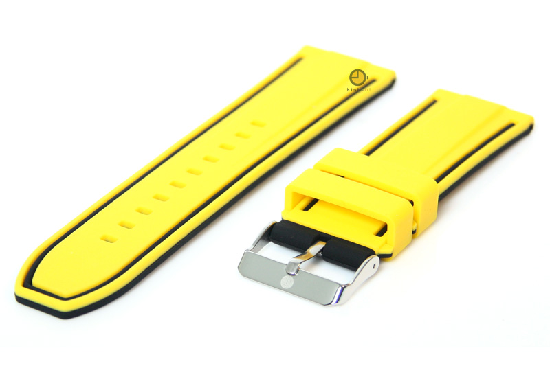 Omkeerbare horlogeband 26mm geel-zwart siliconen
