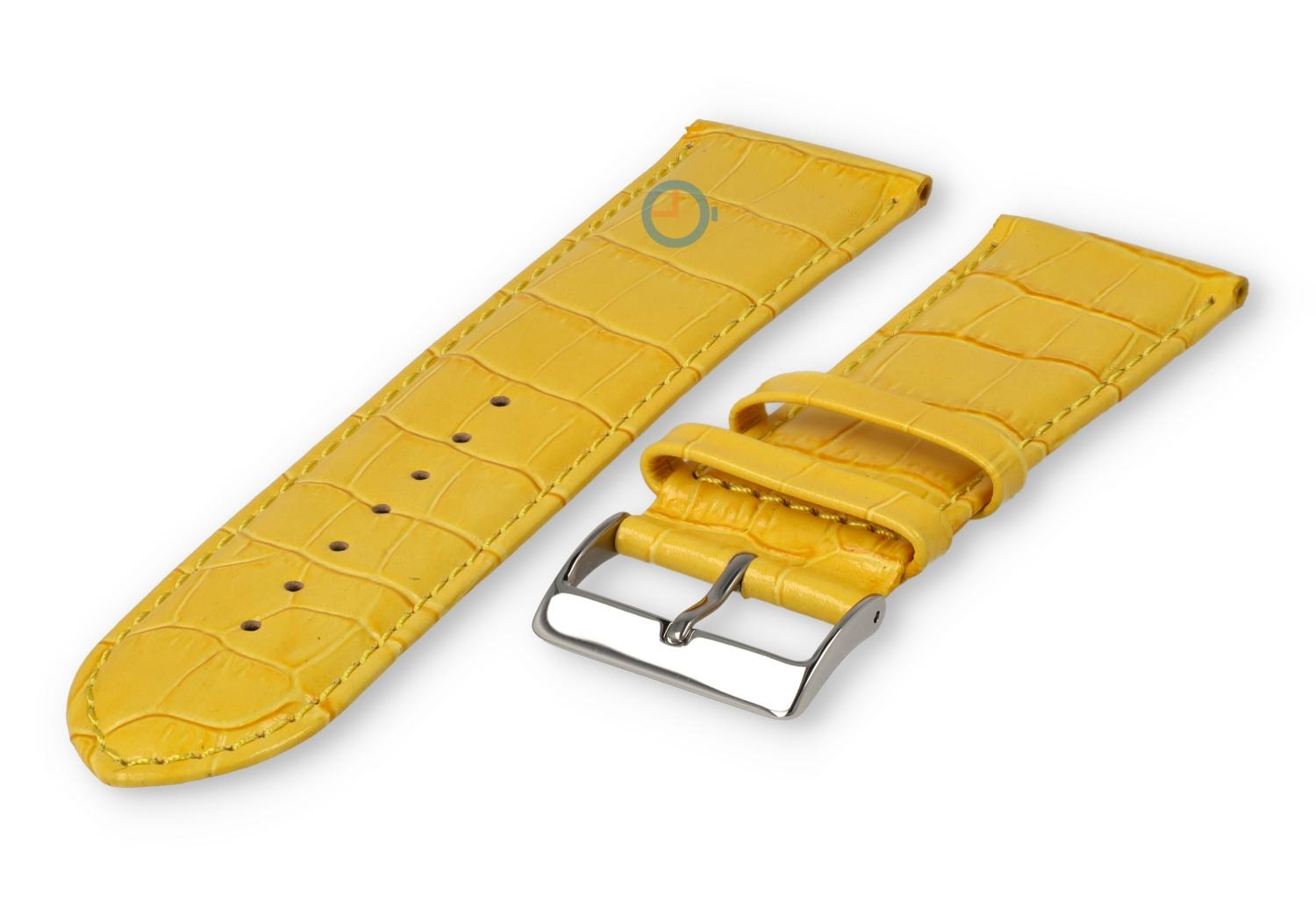 Basic croco horlogeband - 24mm - geel