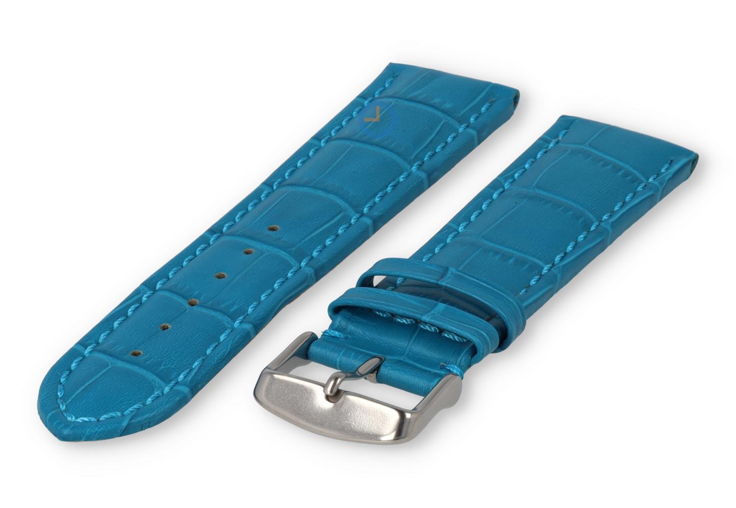 Krachtige horlogeband van kalfsleer - 22mm - turquoise