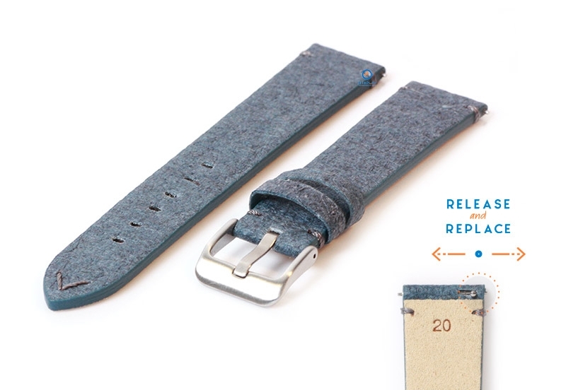 Vegan horlogeband 20mm blauw