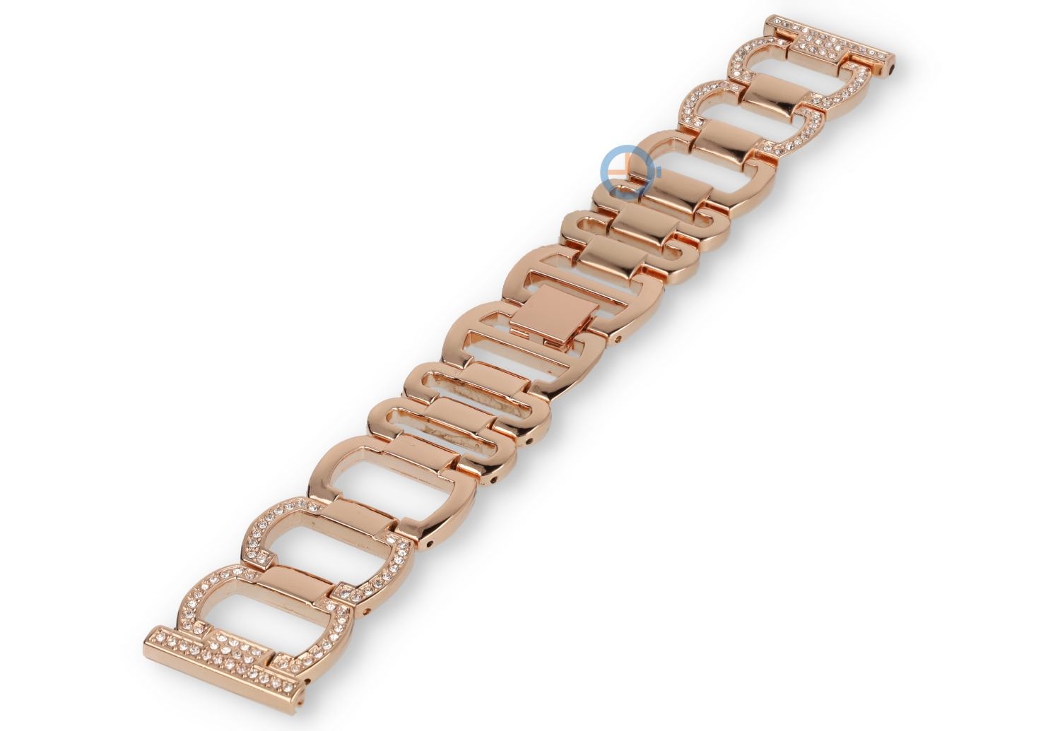 Elegant rosegoud stalen bandje met diamantjes - 22mm