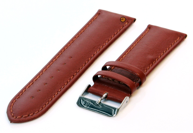 Horlogeband 22mm glad bruin leer