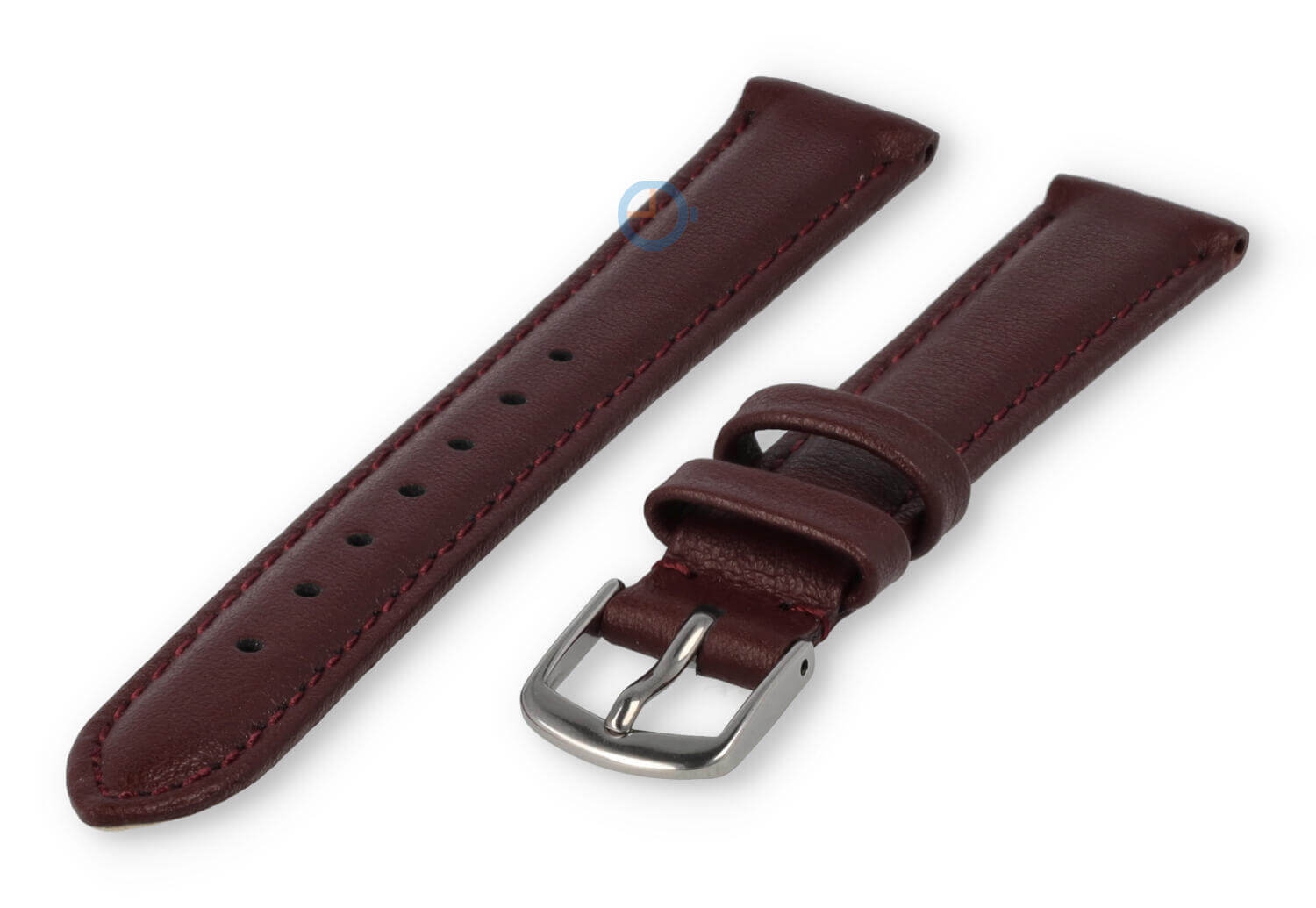 14mm horlogeband glad leer - bordeaux