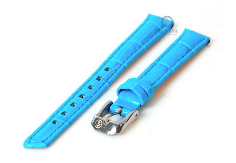 Horlogeband 12mm turquoise leer croco
