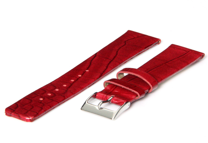 Horlogeband 22mm granaatrood glans