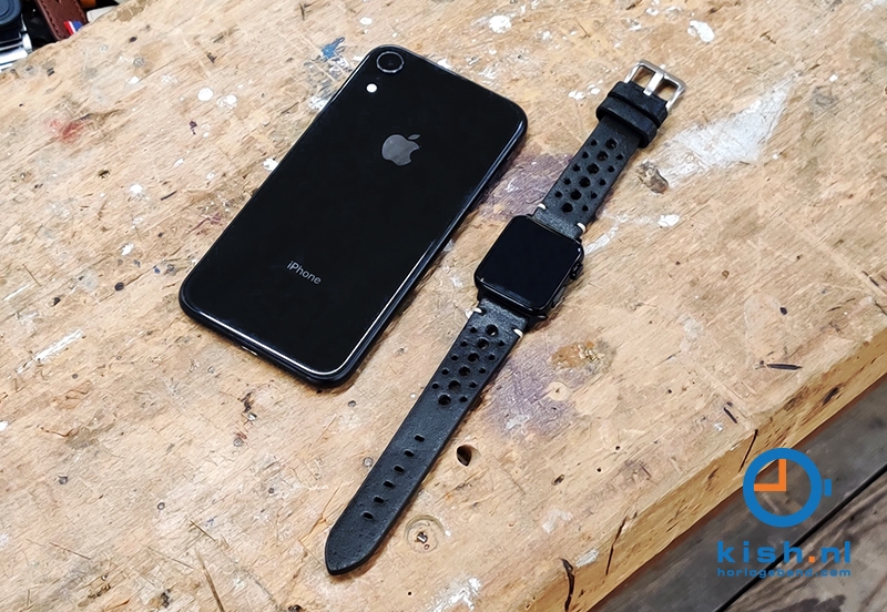 Apple Watch bandje perforated leer zwart - 42/44/45mm