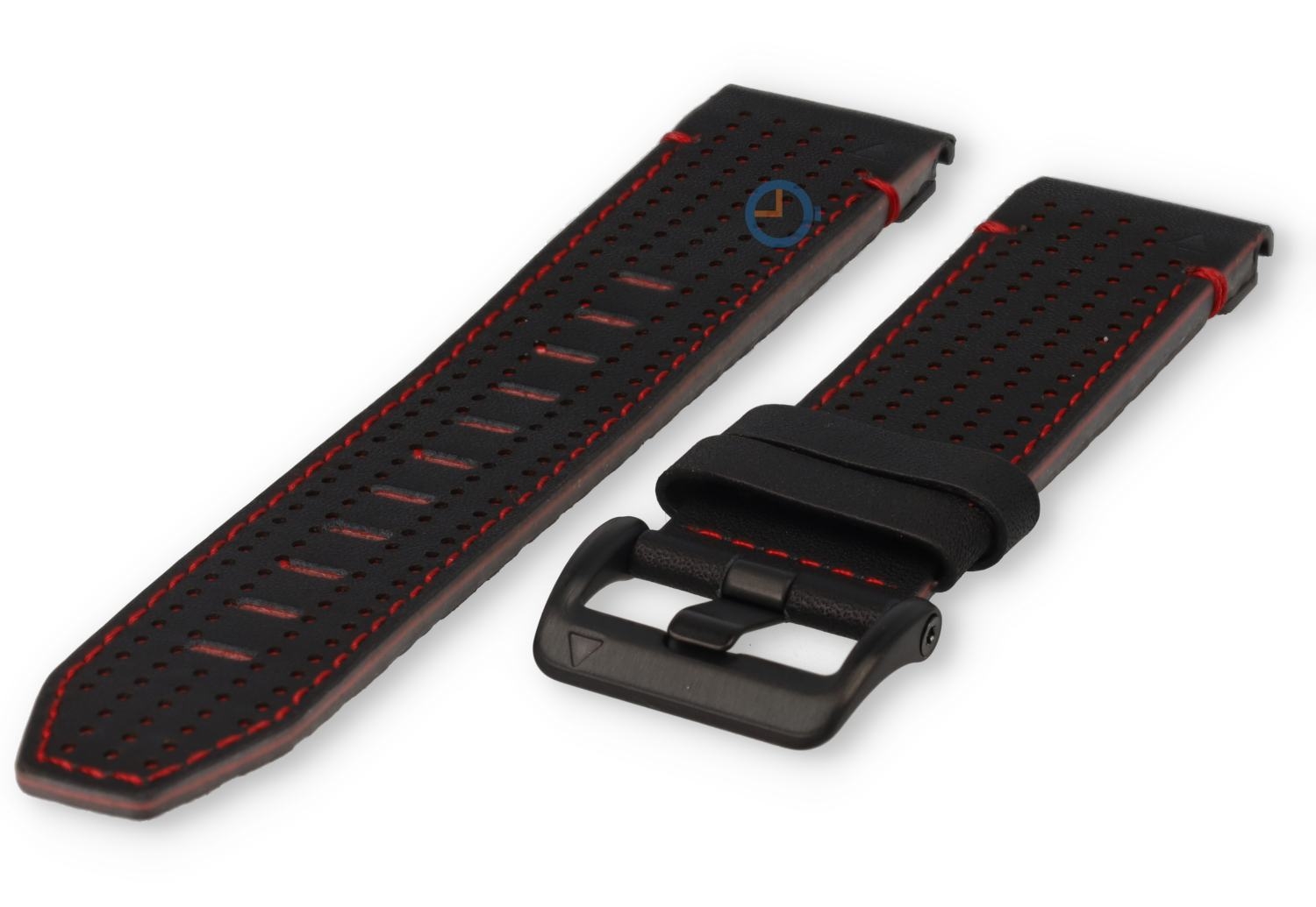 Luxe leren horlogeband Garmin Fenix 8 - 47mm (zwart/rood)