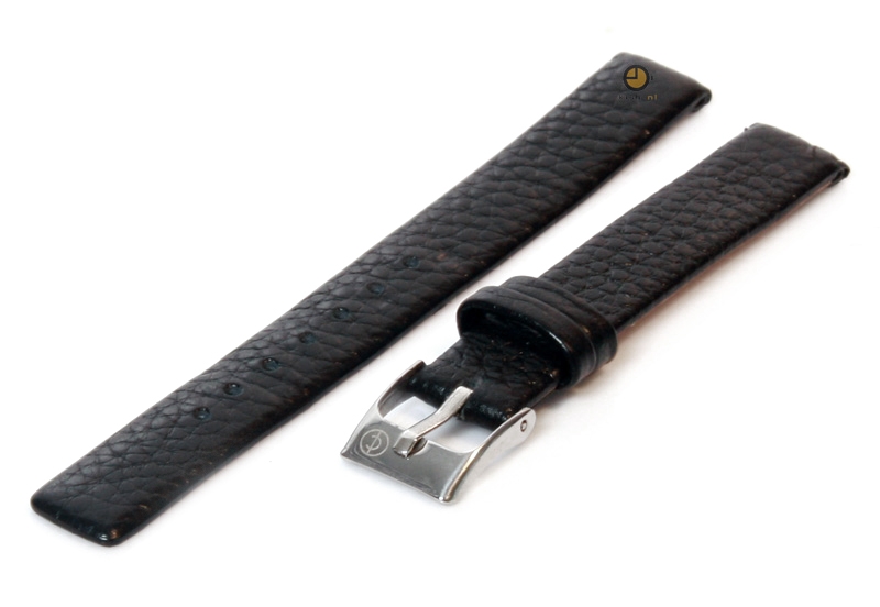 Horlogeband 12mm zwart leer naadloos
