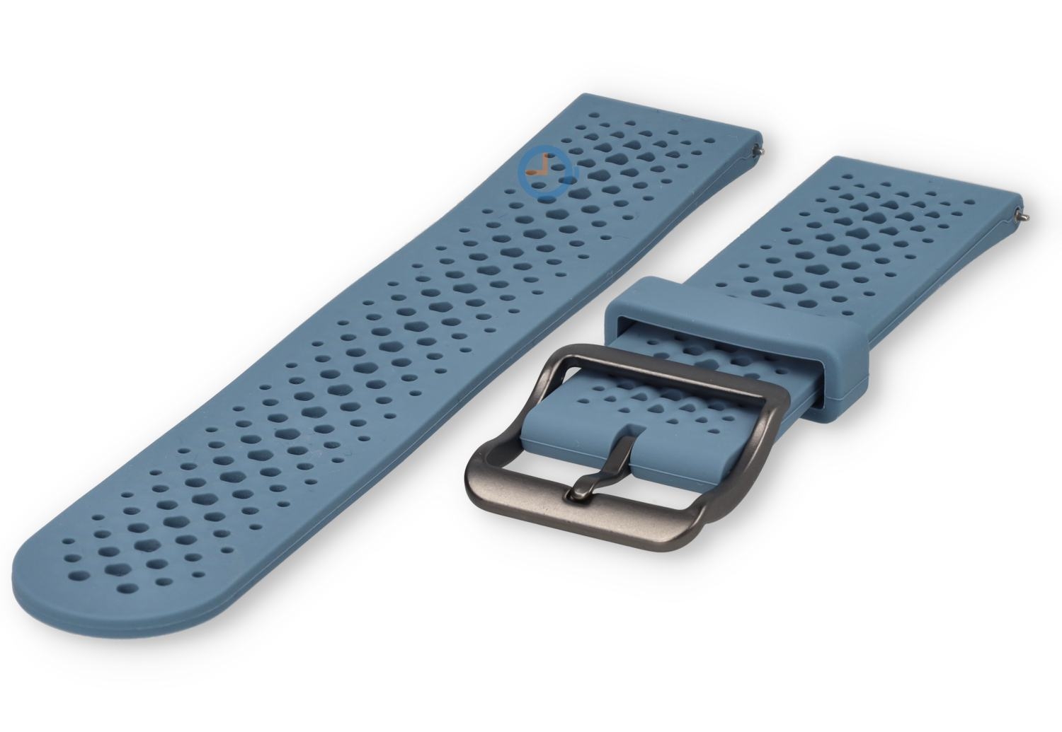 Ademend siliconen bandje - 22mm industrieel blauw - perforated