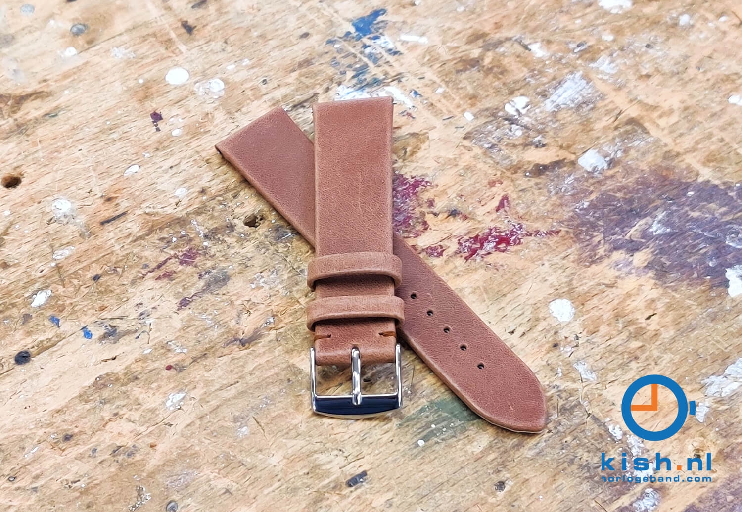Horlogeband 20mm vintage bruin leer