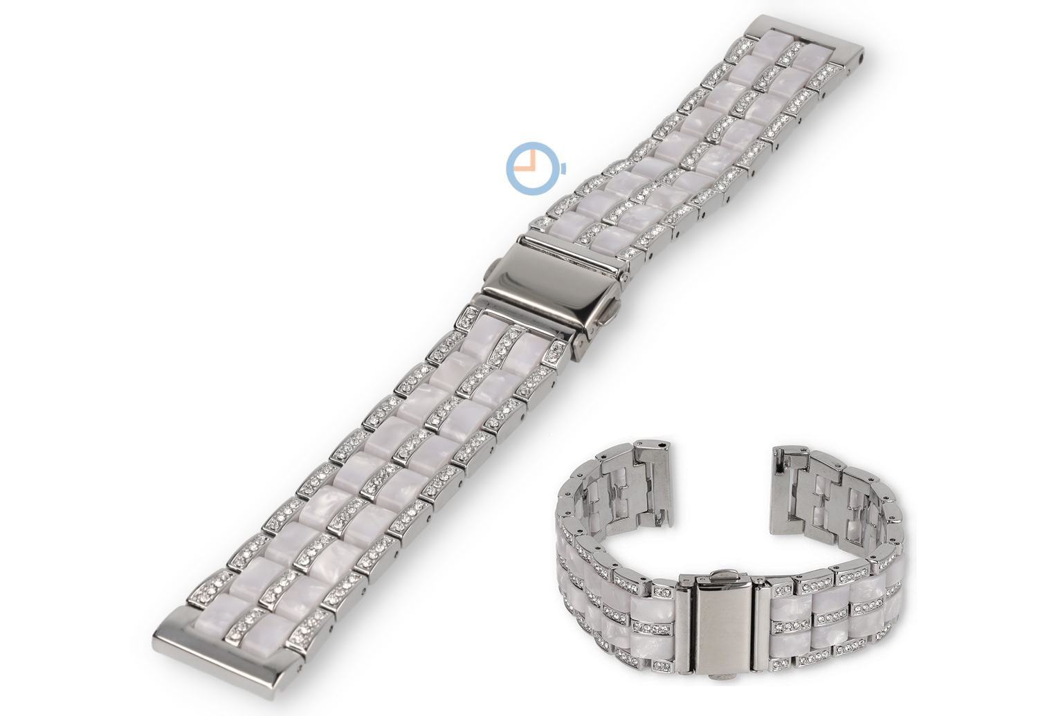 20mm moderne horlogeband staal/resin - zilver/wit