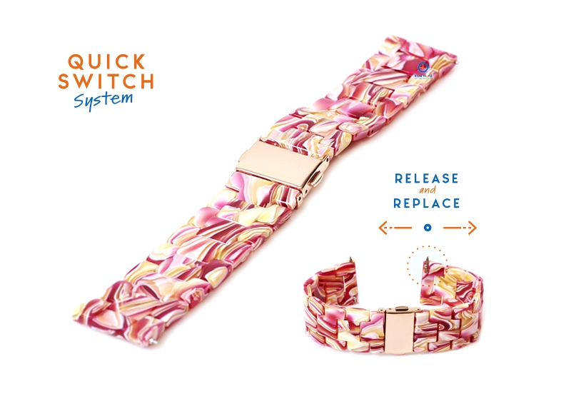Horlogeband 20mm resin zuurstok roze