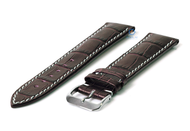 Horlogeband 20mm leer bruin croco