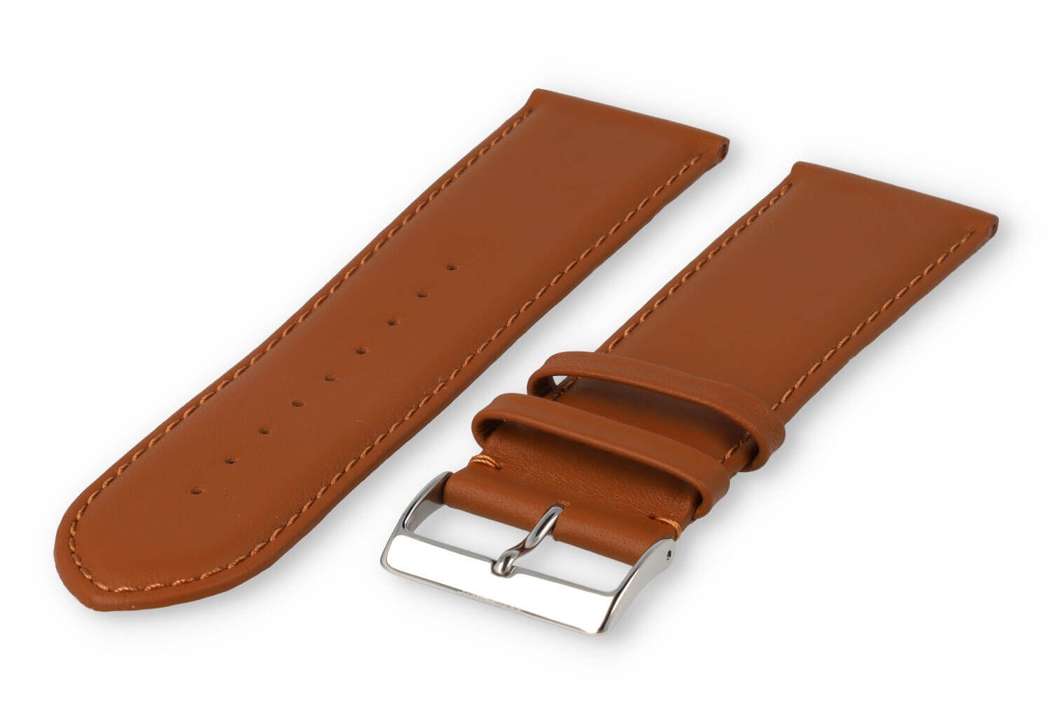 XL horlogeband glad leer - 28mm - bruin