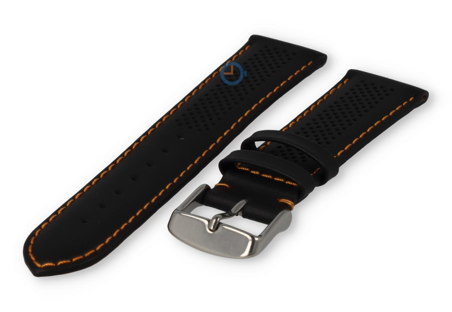 22mm hybrid bandje - zwart met oranje