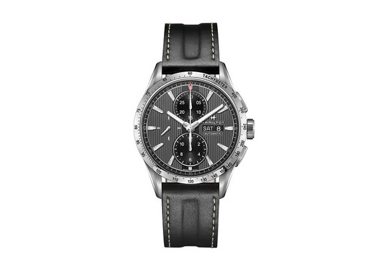 Hamilton horlogeband H43516731 - zwart leer