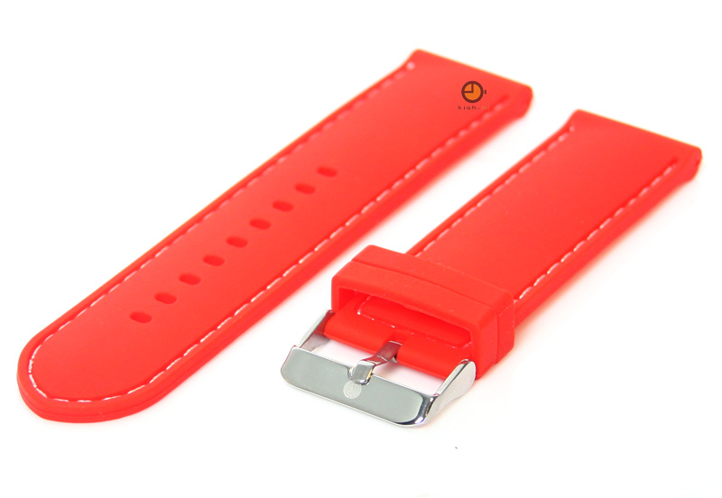 Rode horlogeband 22mm siliconen