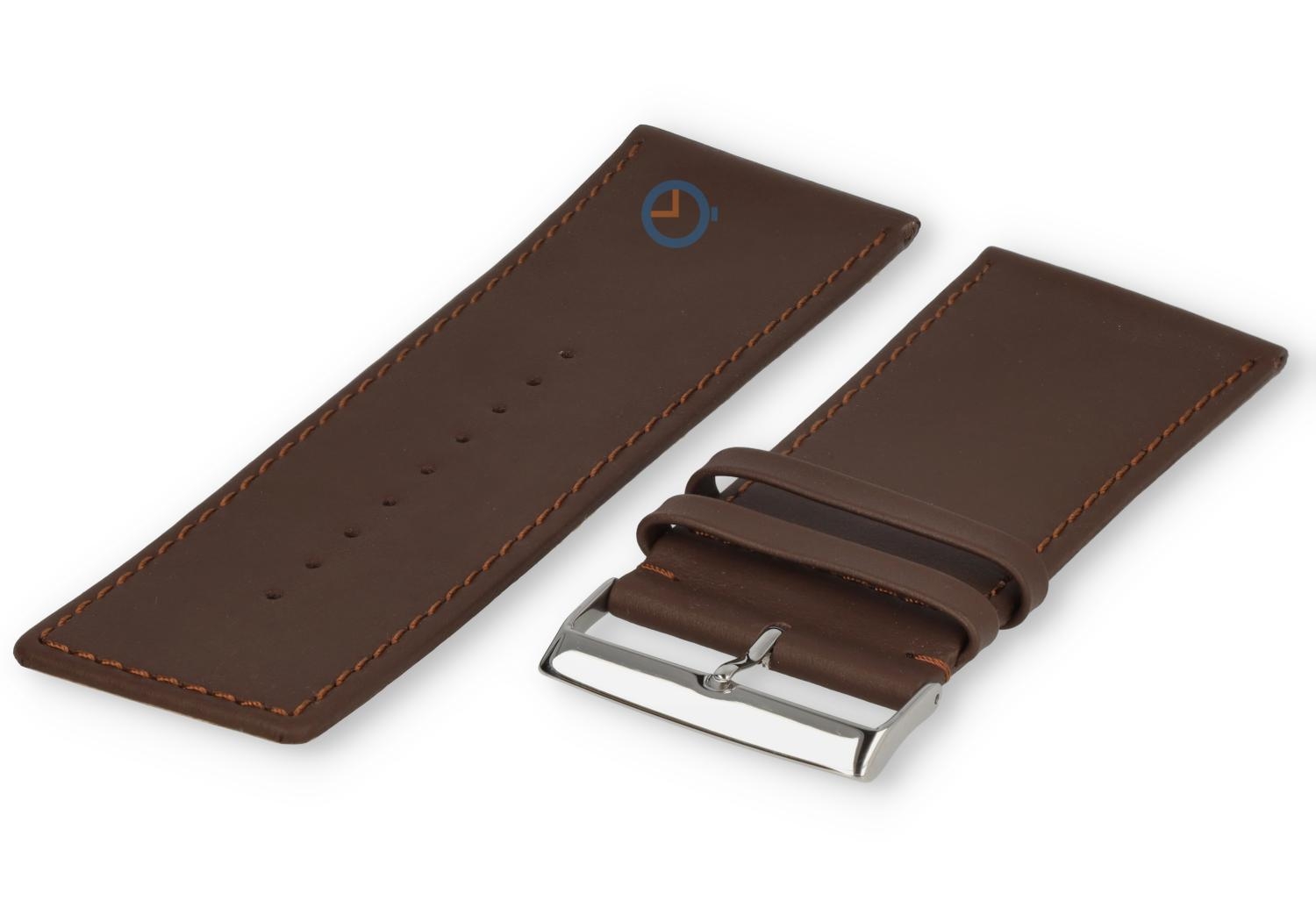 Glad leder horlogeband - 38mm - donkerbruin