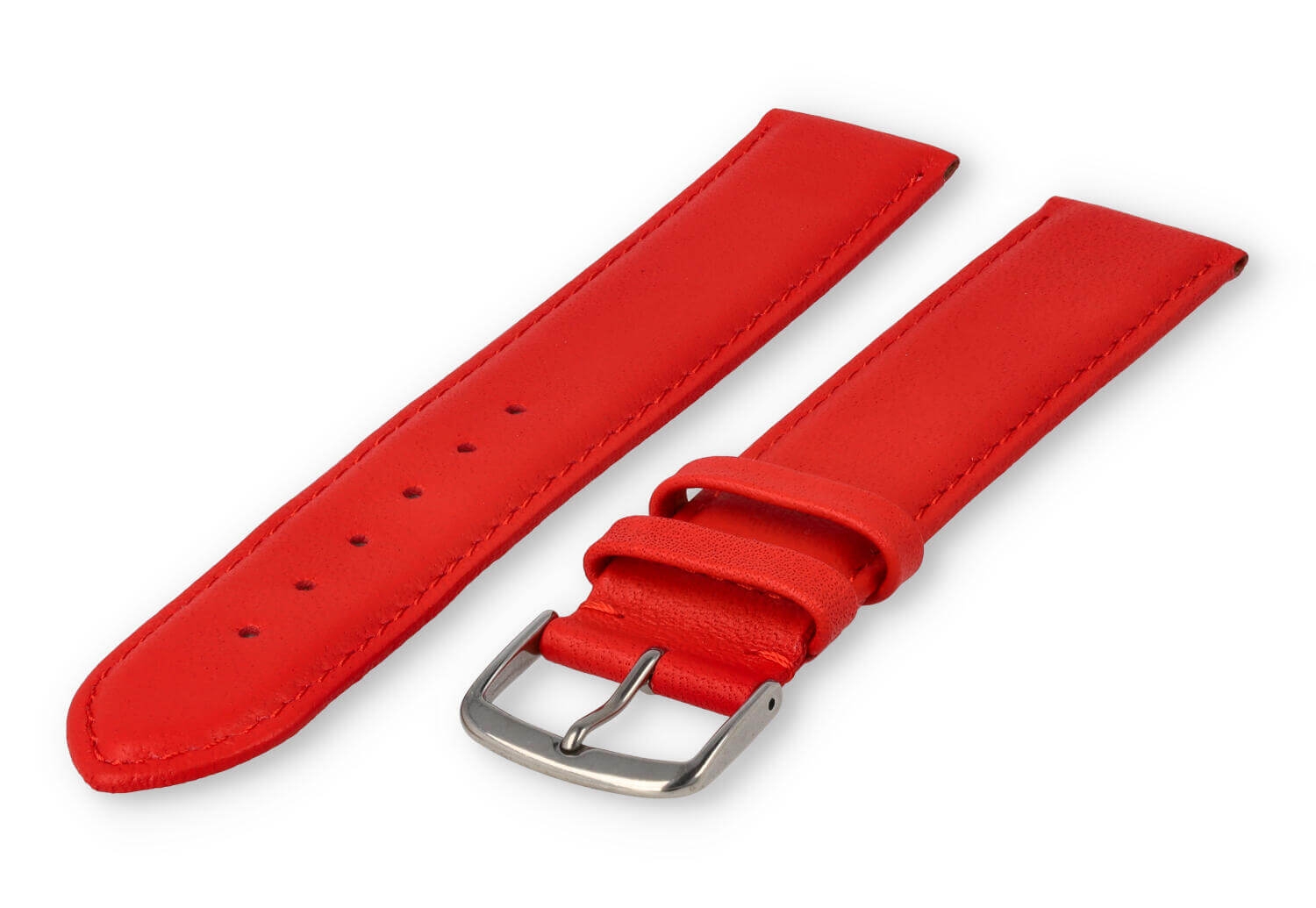XL horlogeband glad leer - 20mm - felrood
