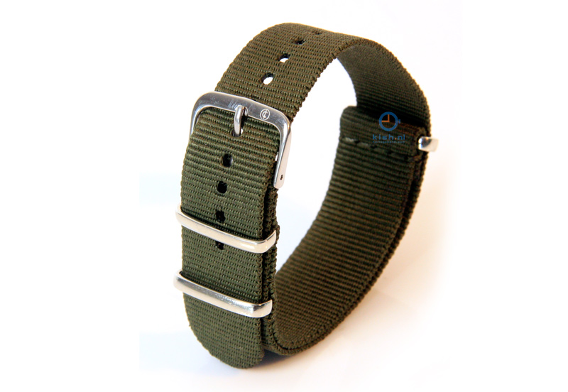 Horlogeband 18mm nylon legergroen