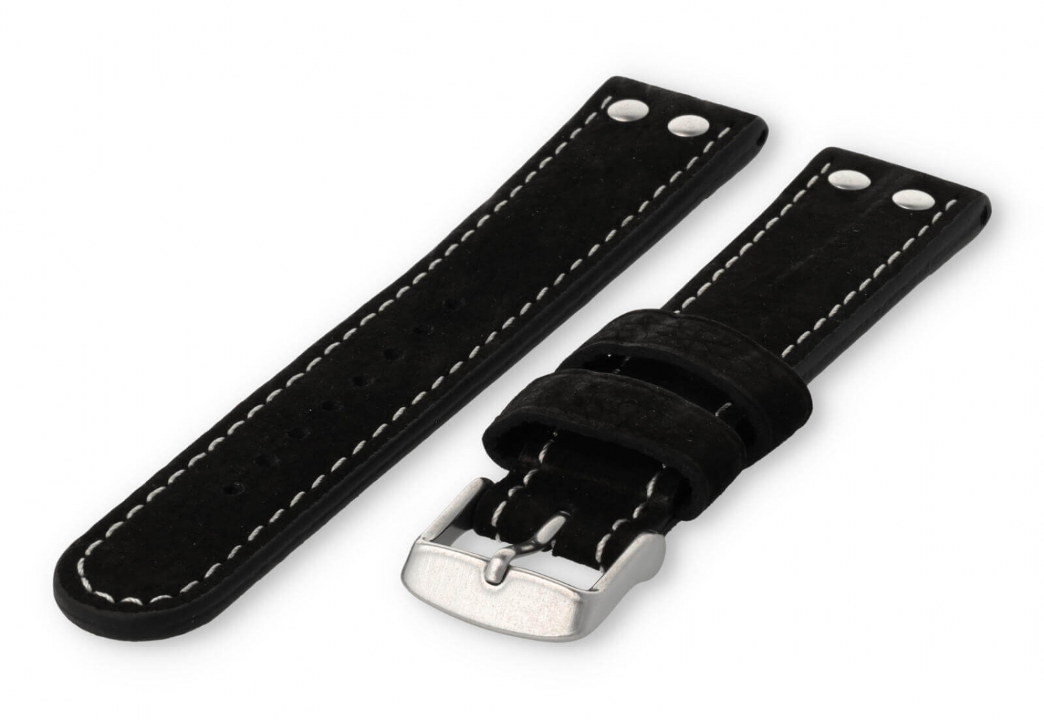Flieger horlogeband 20mm zwart leer