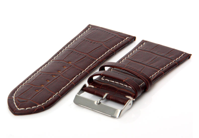 Horlogeband 34mm leer donkerbruin