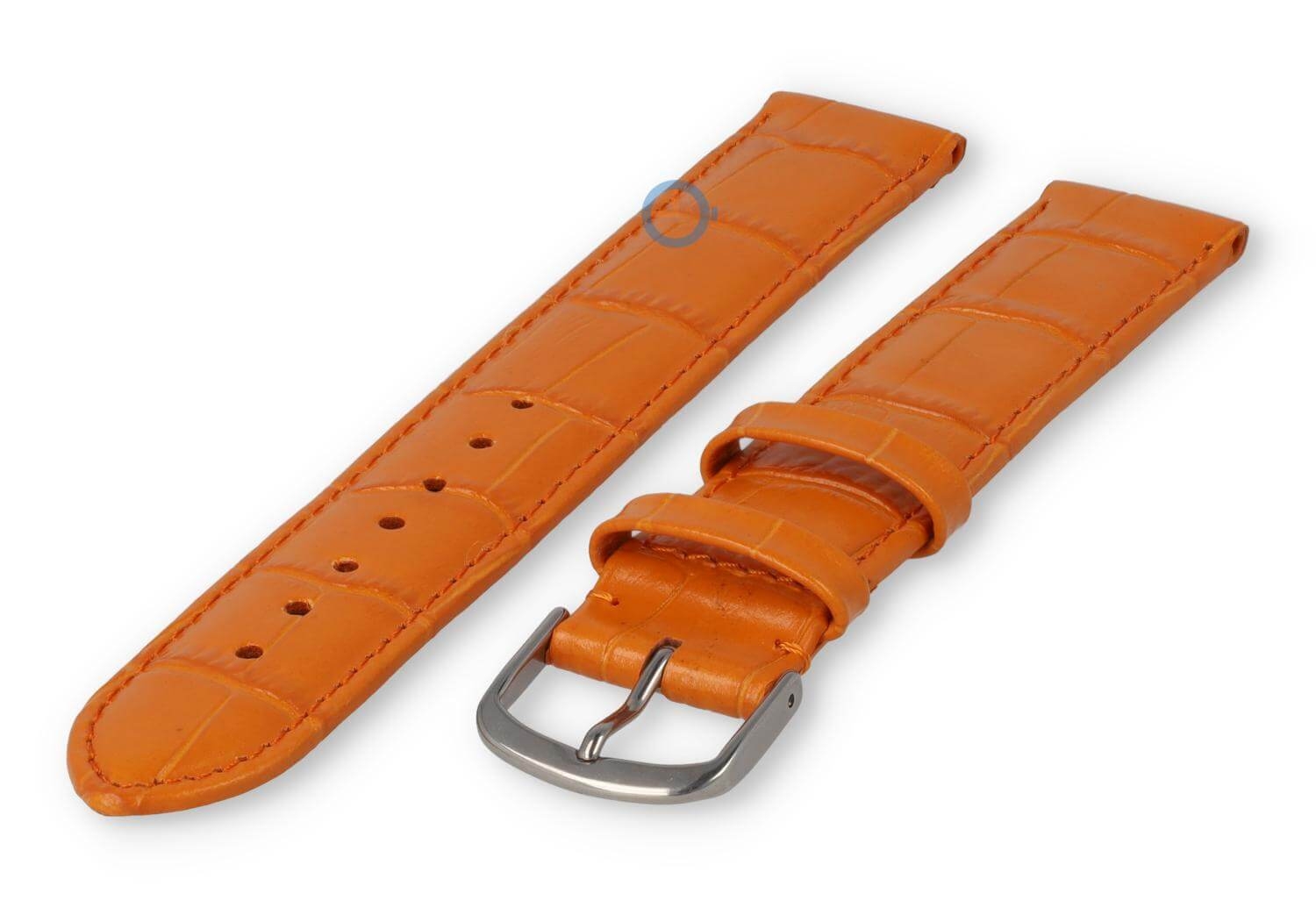 XL horlogeband leer met krokoprint - 16mm - oranje