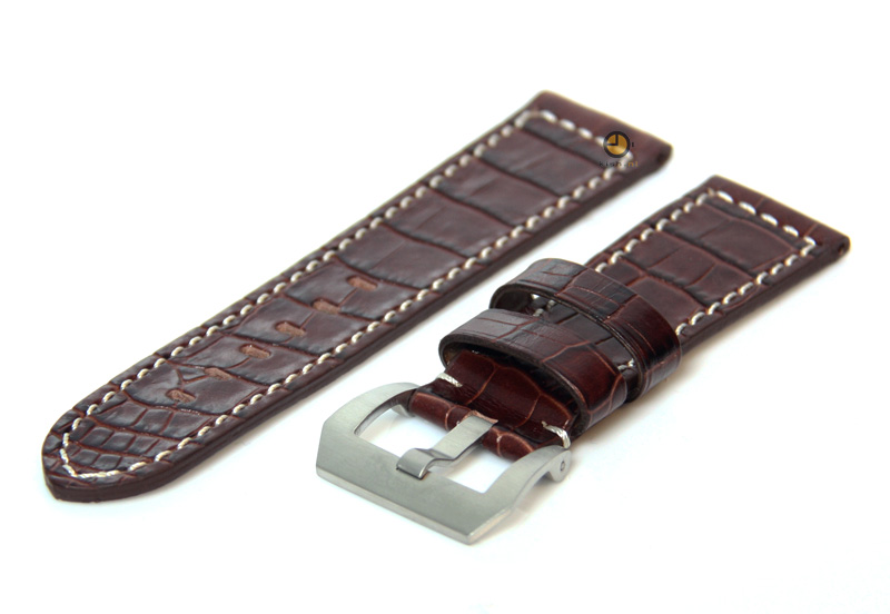 Horlogeband 22mm leer croco bruin
