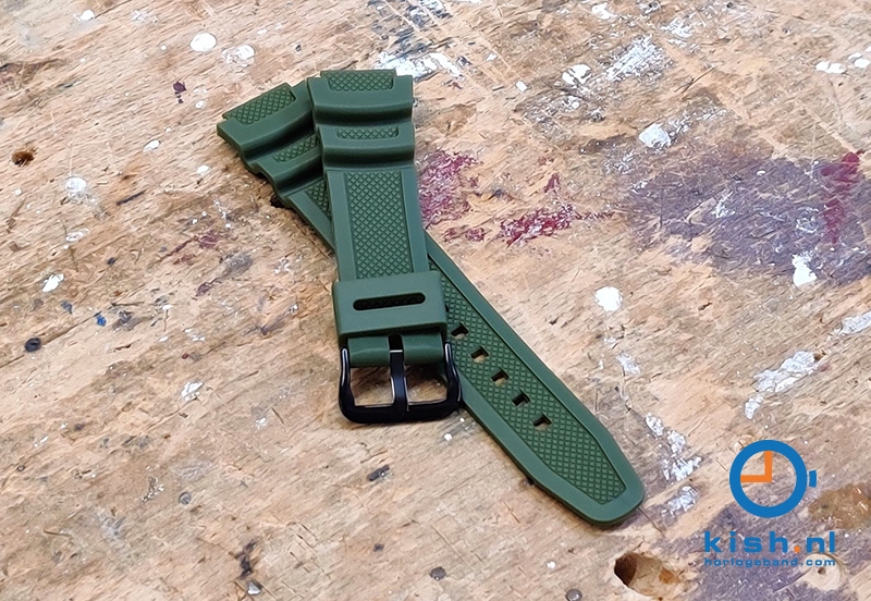 Casio Collection AE-1200WH horlogeband rubber - donkergroen