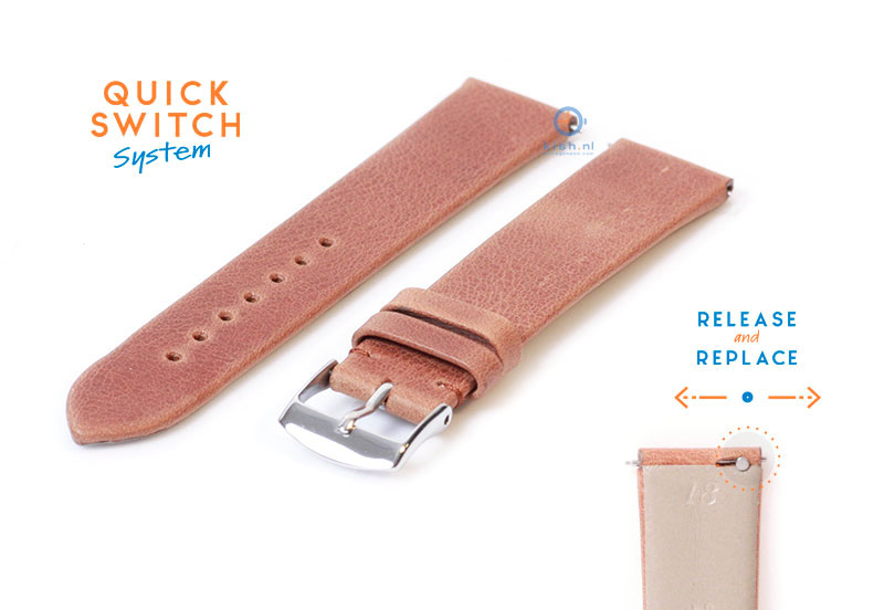 Horlogeband 18mm vintage bruin leer