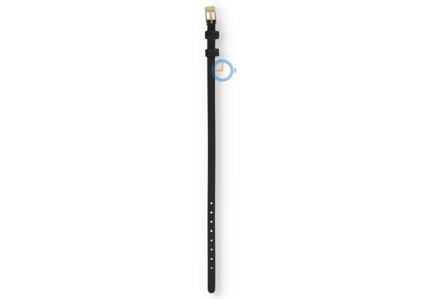 One-piece leren horlogeband - 6mm - zwart met goud