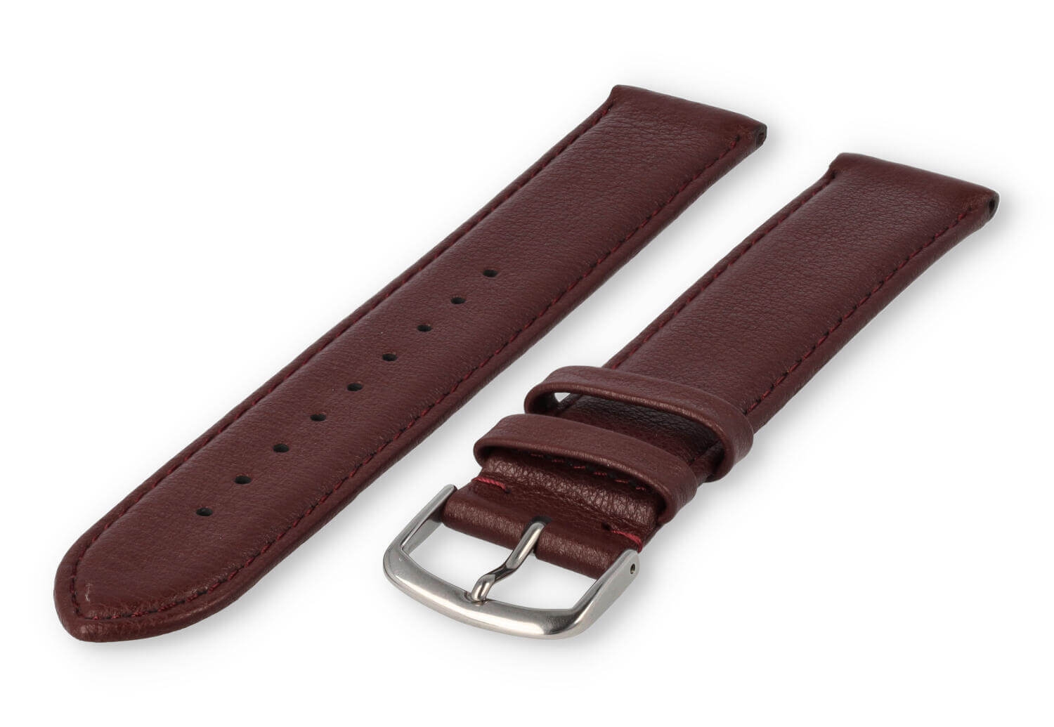 XL horlogeband glad leer - 20mm - bordeaux