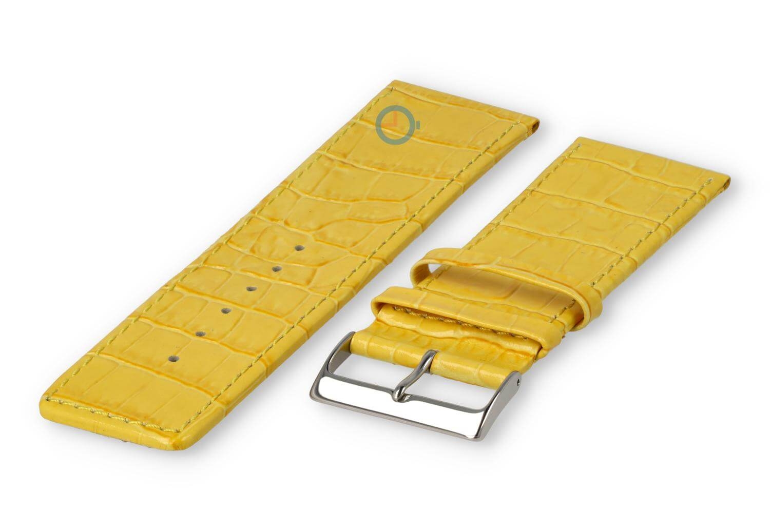 Kalfsleder band met croco-reliëf - 28mm - geel