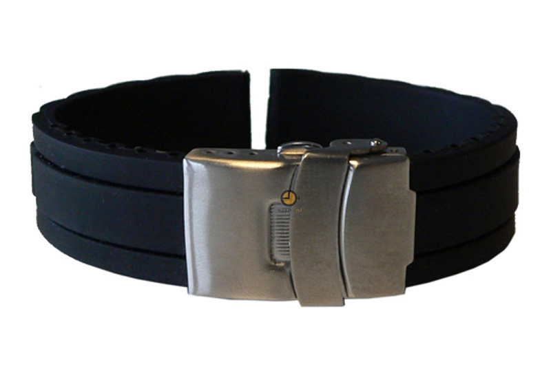 Horlogeband 20mm zwart rubber