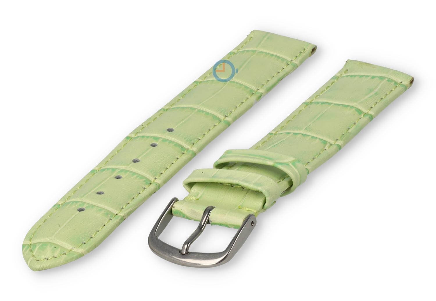 XL horlogeband leer met krokoprint - 16mm - appelgroen