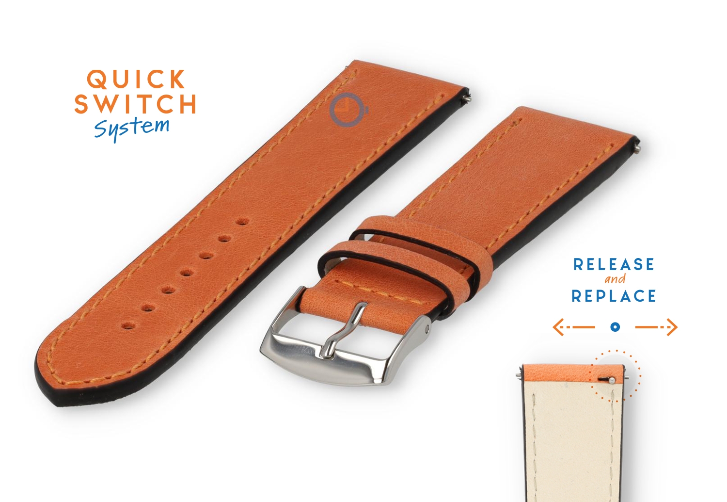 Horlogeband 22mm kalfsleer oranje