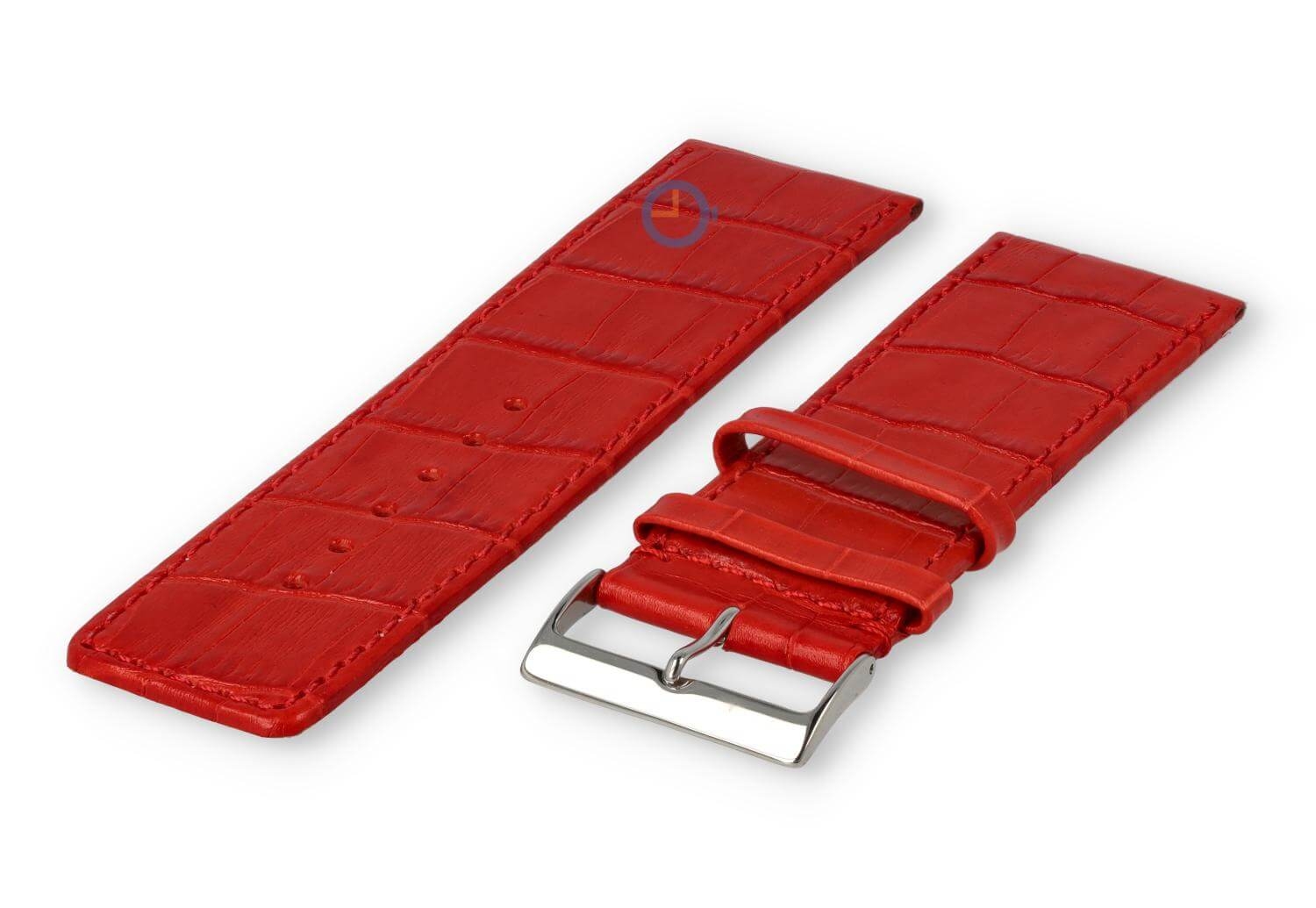 Kalfsleder XL band met croco-reliëf - 28mm - rood