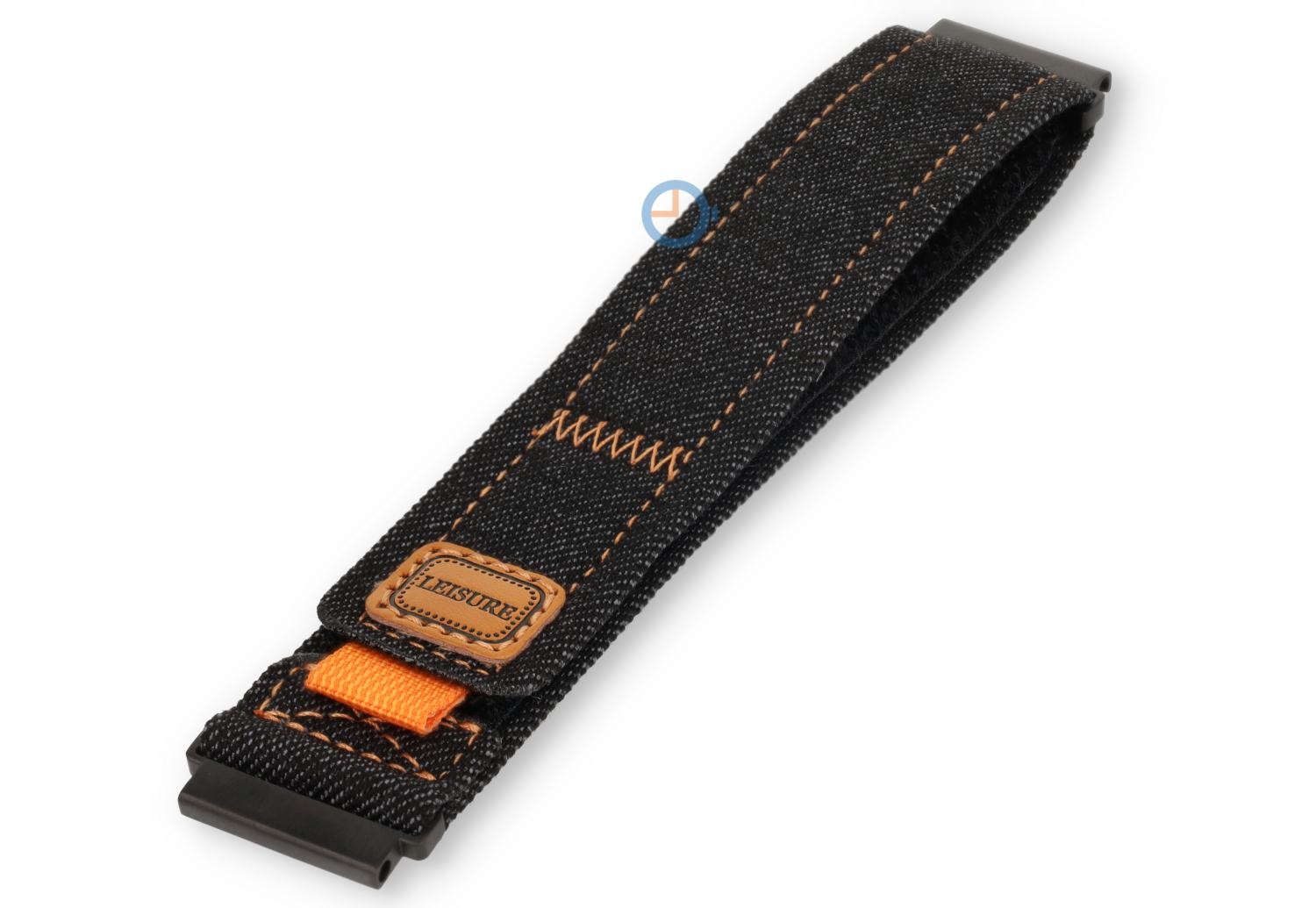 Zwart denim stoffen horlogebandje - 20mm - klittenband